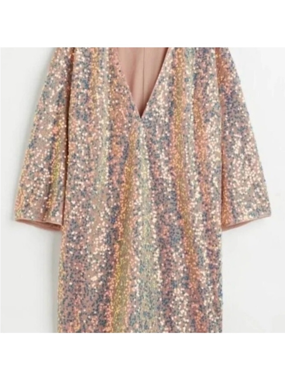 H&M Rose Gold Sequin V‑Neck Dress